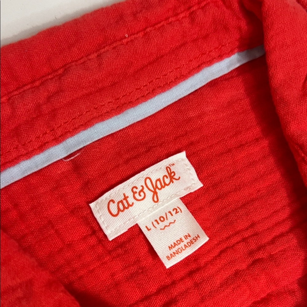 NWT Girls Coral Linen Button Down Shirt - Picture 2 of 8